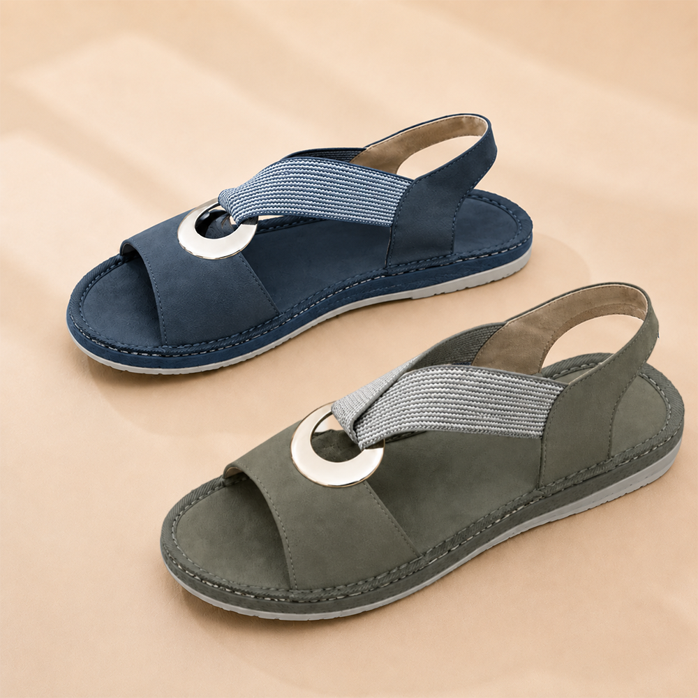 Sandales plates pour femme, sandales confortables à semelle souple avec bride unique et bout ouvert
