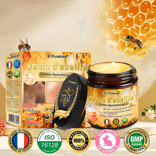 🧪"Fabriqué et expédié de France|🔥 Boutique officielle✨Purelora® venin d'abeille Crème réparatrice au 🔥 DERNIER JOUR - 80 % DE RÉDUCTION 💎"