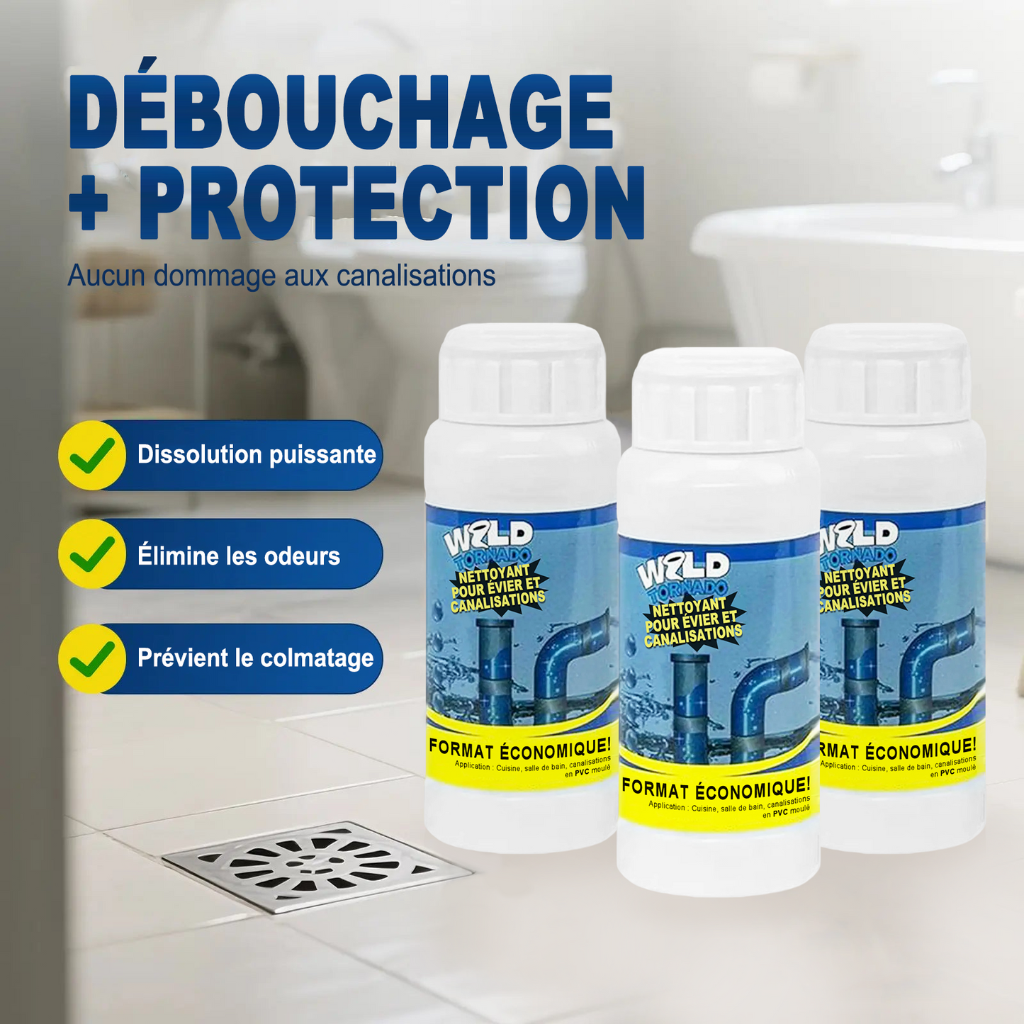 Déboucheur puissant pour canalisations — Résout plus de 200 problèmes de bouchons ⚡🧼