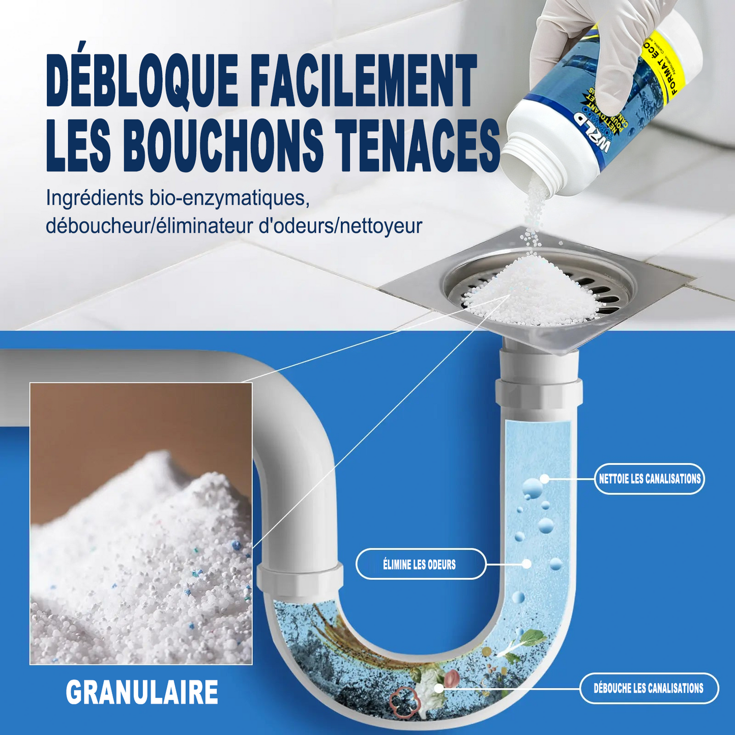 Déboucheur puissant pour canalisations — Résout plus de 200 problèmes de bouchons ⚡🧼