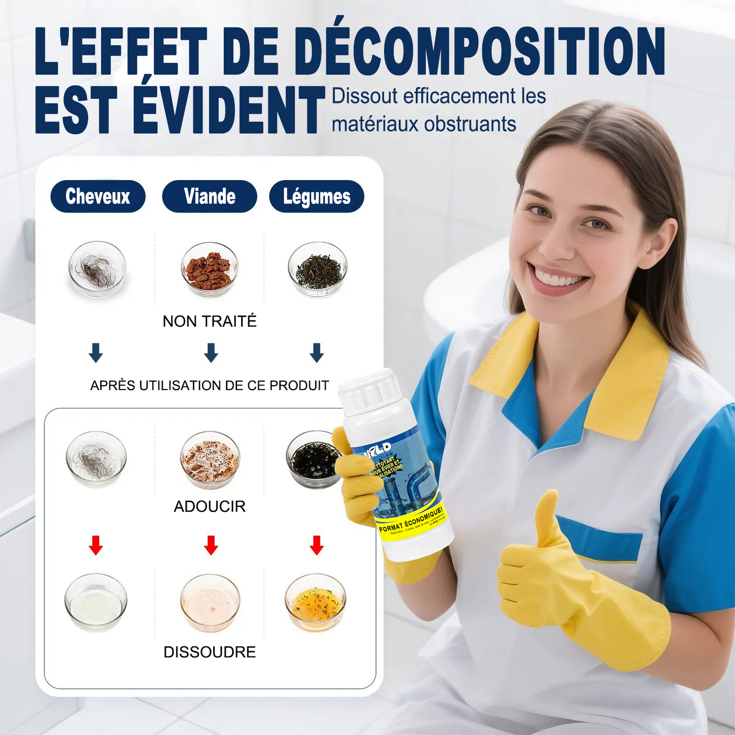 Déboucheur puissant pour canalisations — Résout plus de 200 problèmes de bouchons ⚡🧼