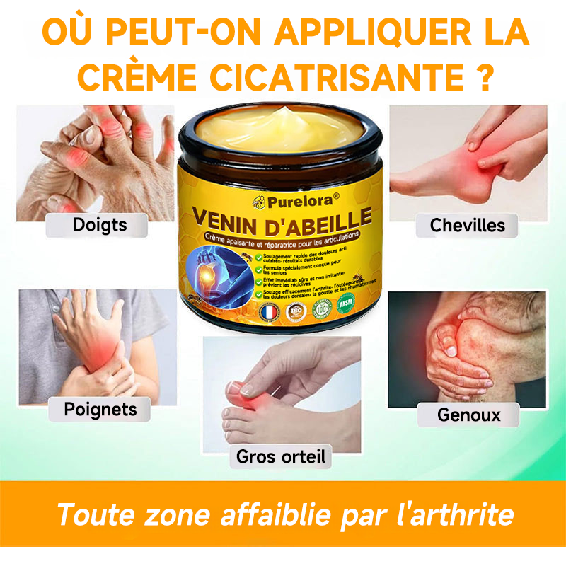 Boutique officielle en France 🇫🇷 Purelora® Bee Venom Pain Relief Joint Repair Cream 🐝🐝 (Soulagement rapide de la douleur · Réduction de l’inflammation · Soutien des articulations et des os)