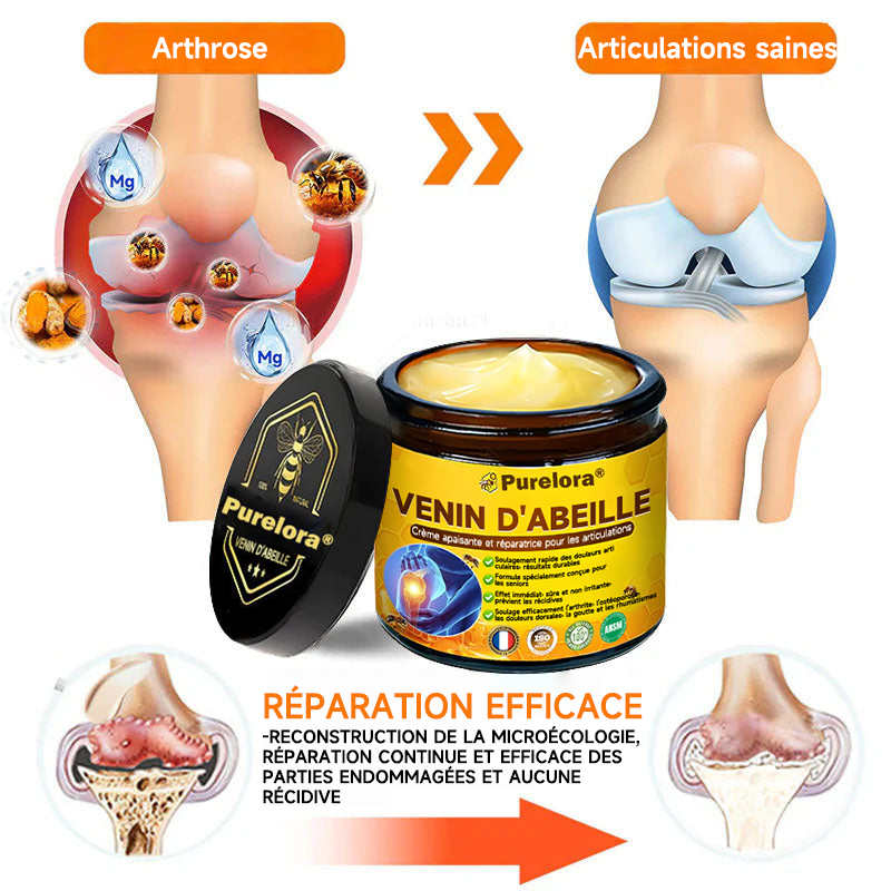 Boutique officielle en France 🇫🇷 Purelora® Bee Venom Pain Relief Joint Repair Cream 🐝🐝 (Soulagement rapide de la douleur · Réduction de l’inflammation · Soutien des articulations et des os)