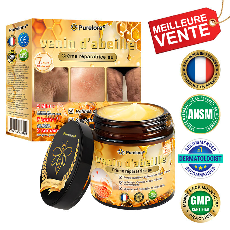 🧪"Fabriqué et expédié de France|🔥 Boutique officielle✨Purelora® venin d'abeille Crème réparatrice au 🔥 DERNIER JOUR - 80 % DE RÉDUCTION 💎"