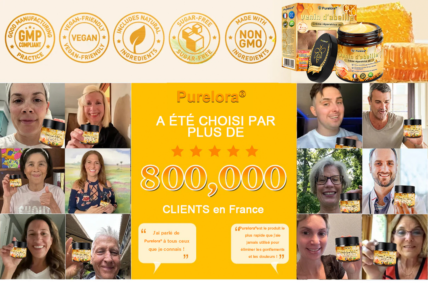 "Fabriqué et expédié de France|✅ Boutique officielle✨Purelora® venin d'abeille Crème réparatrice au 🔥 DERNIER JOUR - 80 % DE RÉDUCTION 💎"