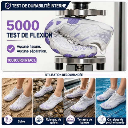 Chaussures d'eau unisexe type « pieds nus » | Système d'auto-sauvetage gonflable | Traite le pied d'athlète | Voûte plantaire en mousse à mémoire de forme | Imperméables, respirantes et anti-sable | Chaussures aquatiques ultra-légères à séchage rapide