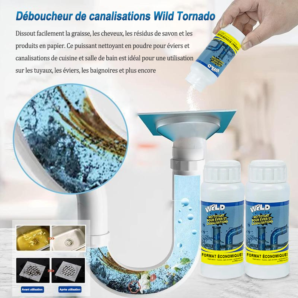 Déboucheur puissant pour canalisations — Résout plus de 200 problèmes de bouchons ⚡🧼
