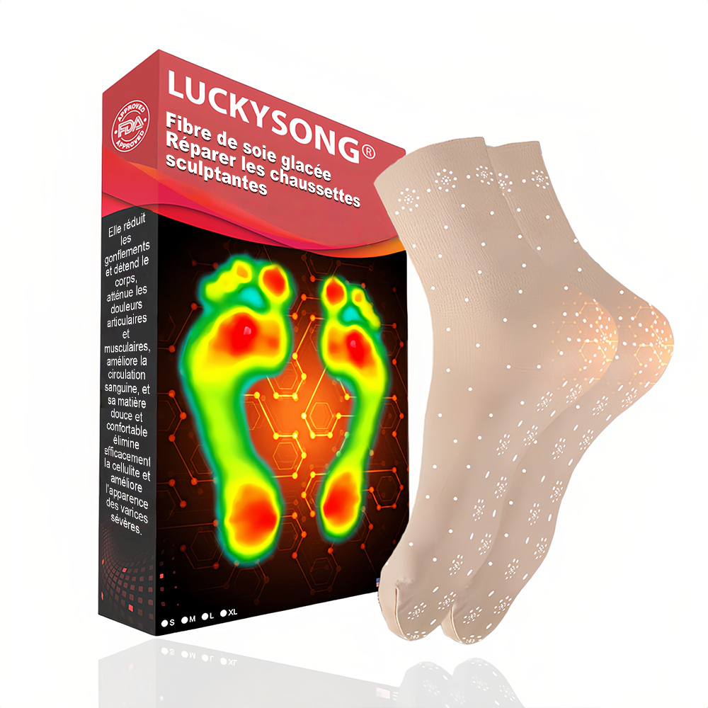 📢[💎Boutique officielle de la marque💎] LuckySong® Chaussettes réparatrices sculptantes en fibre ionique de soie glacée 2026