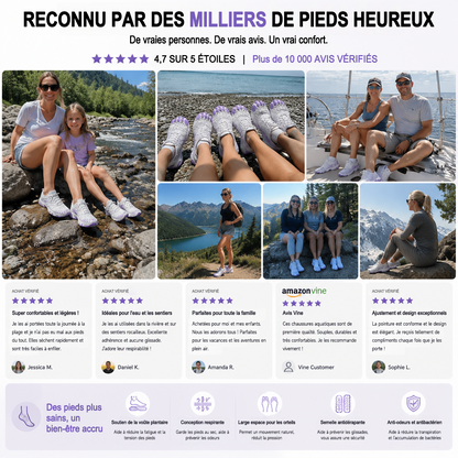 Chaussures d'eau unisexe type « pieds nus » | Système d'auto-sauvetage gonflable | Traite le pied d'athlète | Voûte plantaire en mousse à mémoire de forme | Imperméables, respirantes et anti-sable | Chaussures aquatiques ultra-légères à séchage rapide