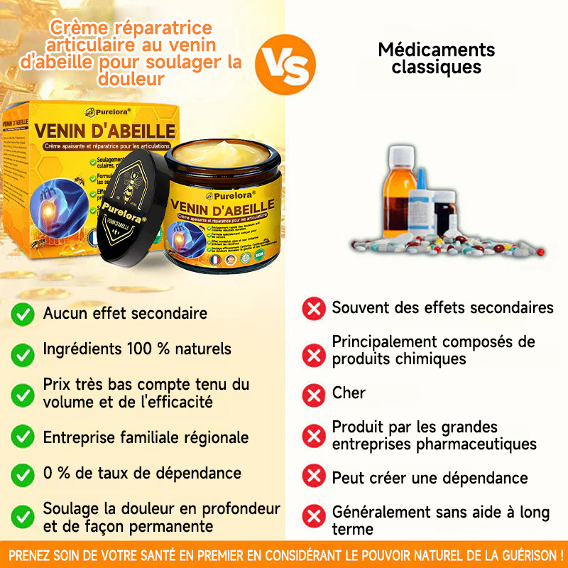 Boutique officielle en France 🇫🇷 Purelora® Bee Venom Pain Relief Joint Repair Cream 🐝🐝 (Soulagement rapide de la douleur · Réduction de l’inflammation · Soutien des articulations et des os)