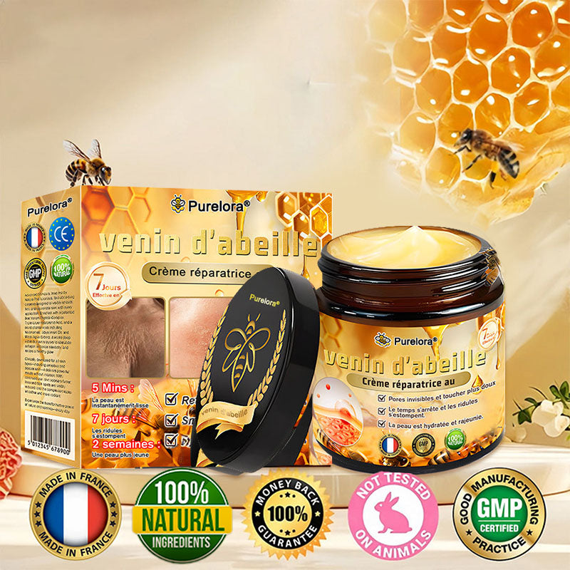 "Fabriqué et expédié de France|✅ Boutique officielle✨Purelora® venin d'abeille Crème réparatrice au 🔥 DERNIER JOUR - 80 % DE RÉDUCTION 💎"