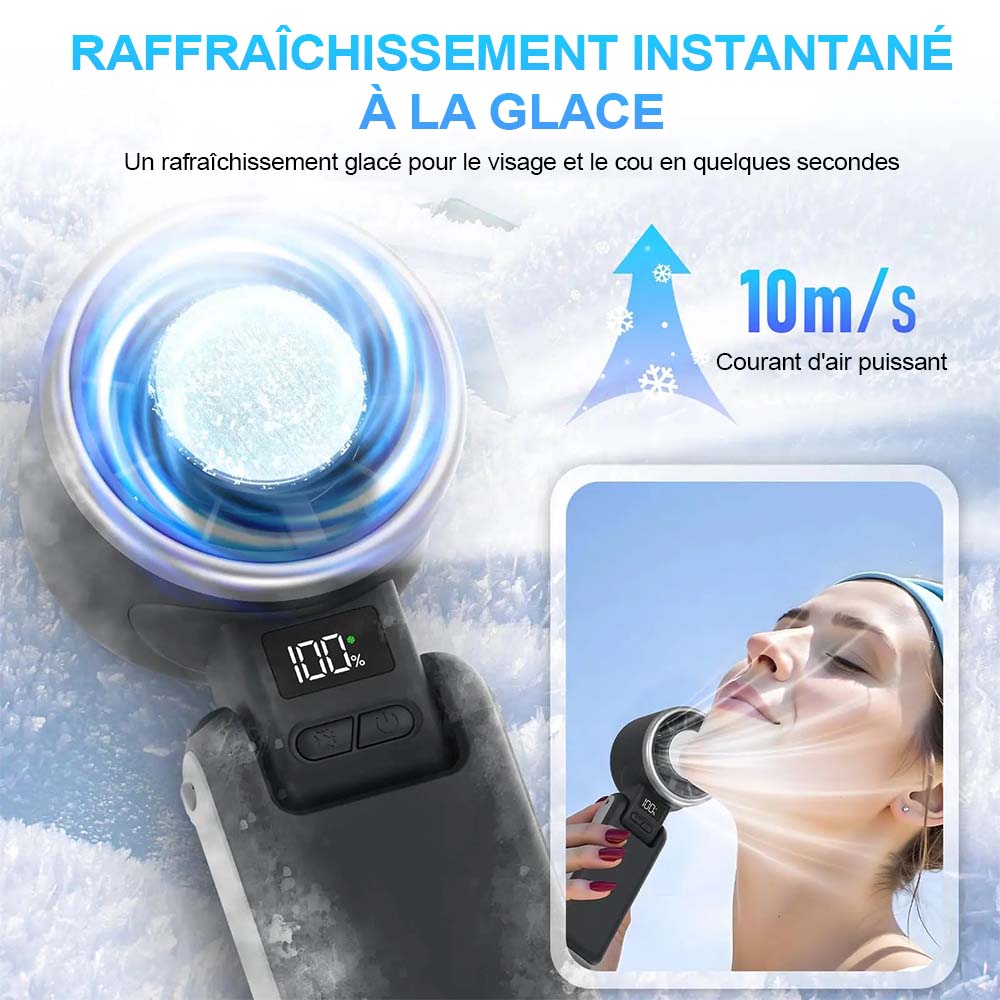 💨Ventilateur Cool Fan, turbo à refroidissement glacé | ventilateur portable à main 5 vitesses, rechargeable 12h | pour voyage, extérieur, camping, randonnée | cadeau idéal homme & femme (noir), été & fête summerwins（副本）
