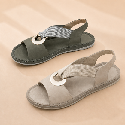 Sandales plates pour femme, sandales confortables à semelle souple avec bride unique et bout ouvert