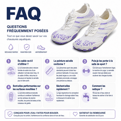 Chaussures d'eau unisexe type « pieds nus » | Système d'auto-sauvetage gonflable | Traite le pied d'athlète | Voûte plantaire en mousse à mémoire de forme | Imperméables, respirantes et anti-sable | Chaussures aquatiques ultra-légères à séchage rapide