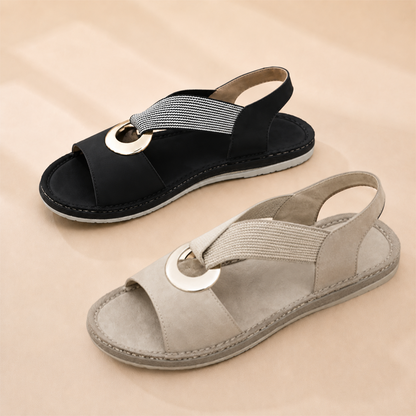 Sandales plates pour femme, sandales confortables à semelle souple avec bride unique et bout ouvert