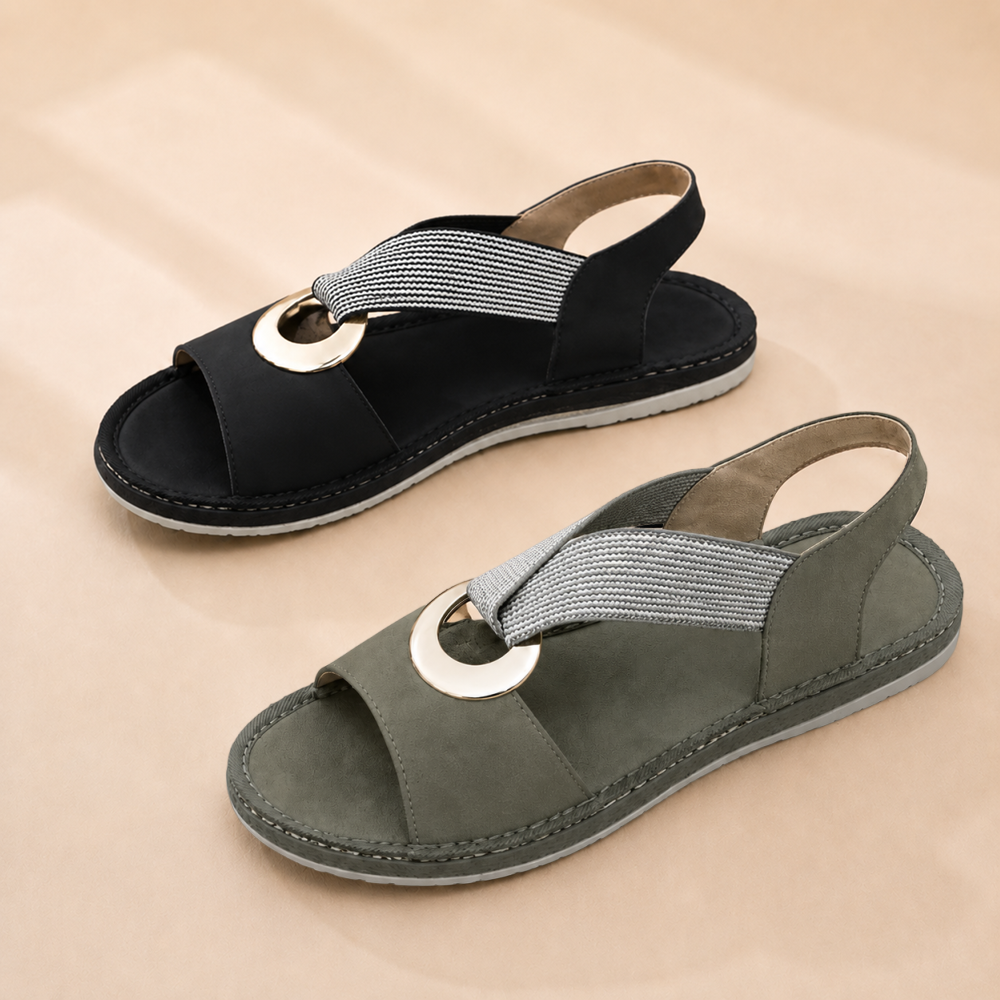 Sandales plates pour femme, sandales confortables à semelle souple avec bride unique et bout ouvert