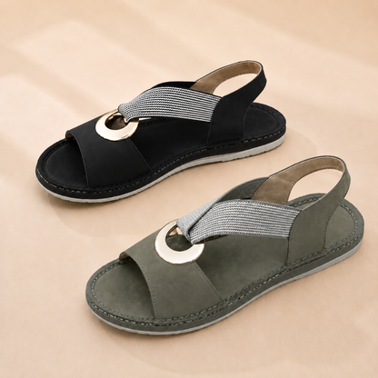 Sandales plates pour femme, sandales confortables à semelle souple avec bride unique et bout ouvert