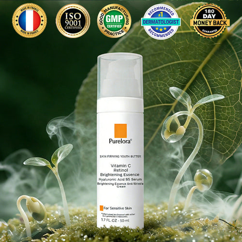 Crème Essence Revitalisante Purelora® à l’Extrait de Cellules Souches, EGF et Peptides de Cuivre (active en profondeur le processus naturel de régénération de la peau, pour une peau visiblement plus ferme et plus lisse)
