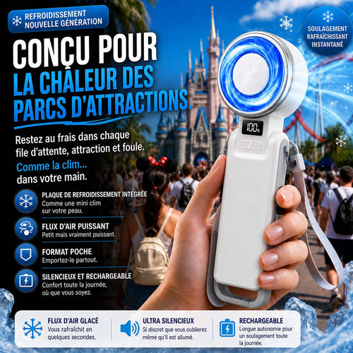 Ventilateur Cool Fan, turbo à refroidissement glacé | ventilateur portable à main 5 vitesses, rechargeable 12h | pour voyage, extérieur, camping, randonnée | cadeau idéal homme & femme (noir), été & fête summerwins