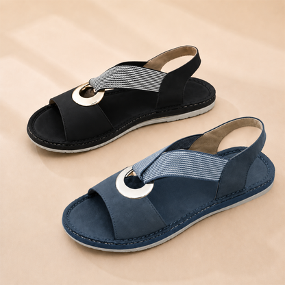 Sandales plates pour femme, sandales confortables à semelle souple avec bride unique et bout ouvert