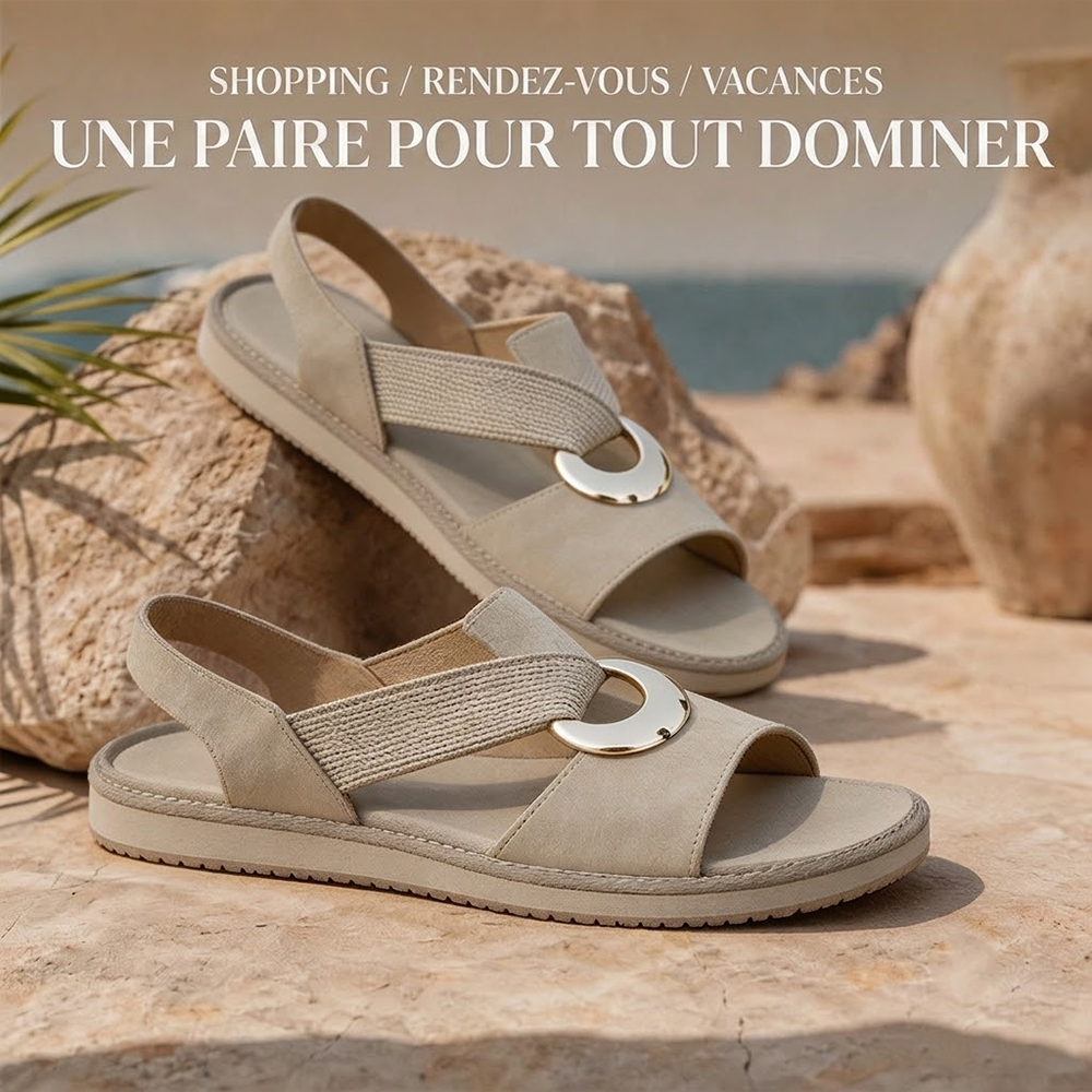 Sandales plates pour femme, sandales confortables à semelle souple avec bride unique et bout ouvert