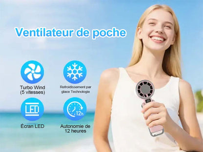 💨Ventilateur Cool Fan, turbo à refroidissement glacé | ventilateur portable à main 5 vitesses, rechargeable 12h | pour voyage, extérieur, camping, randonnée | cadeau idéal homme & femme (noir), été & fête summerwins（副本）