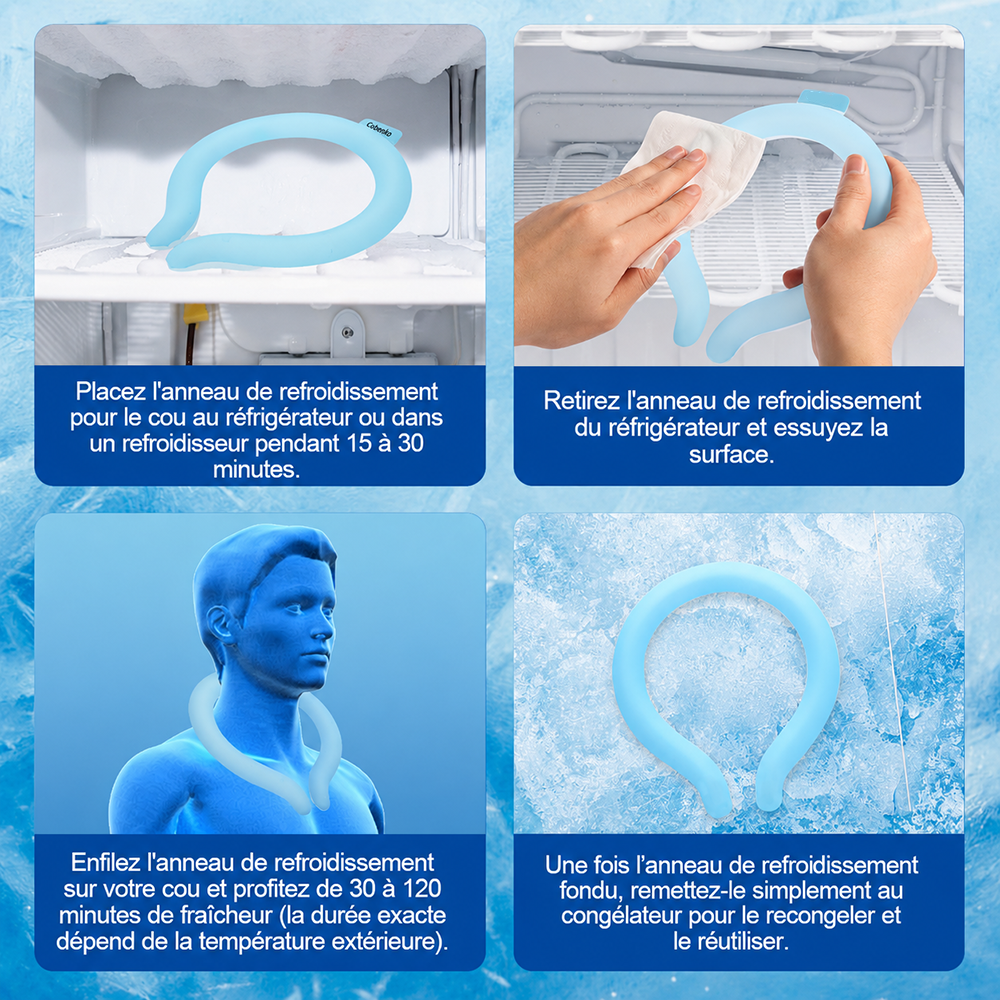 ❄️🧊 Anneau de refroidissement réutilisable ultra-léger pour le cou – fraîcheur instantanée🔥💦 Restez au frais plus longtemps, dites adieu à la chaleur et à la transpiration. Léger, confortable, réutilisable et écologique pour un été toujours frais ✨