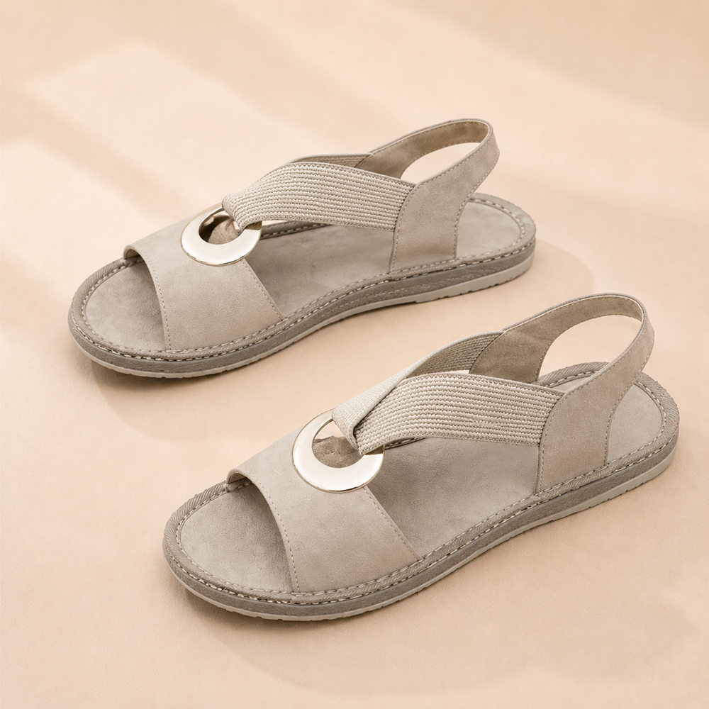 Sandales plates pour femme, sandales confortables à semelle souple avec bride unique et bout ouvert