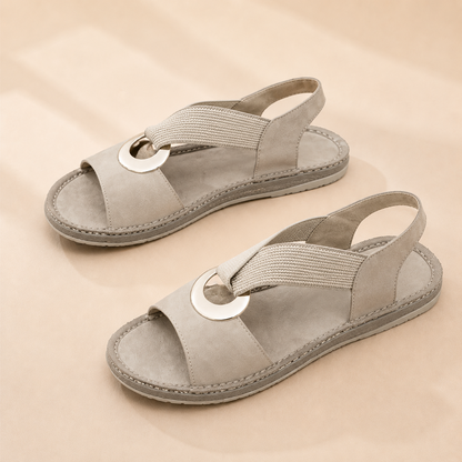 Sandales plates pour femme, sandales confortables à semelle souple avec bride unique et bout ouvert