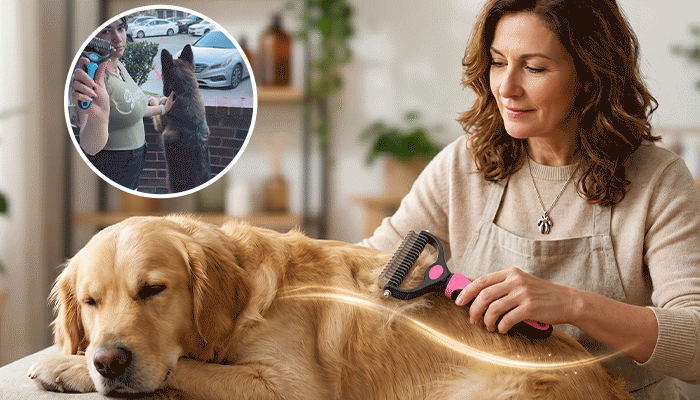 🐶🔥 Brosse anti-poils d’animaux double face – Fini les poils partout ! (🔥 Aujourd’hui seulement : -80 %) 🐾🐾