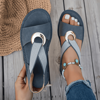 Sandales plates pour femme, sandales confortables à semelle souple avec bride unique et bout ouvert
