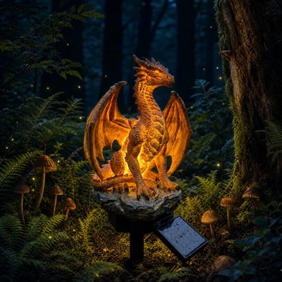 ✨LAST DAY 50% OFF🐉💥Solar Dragon Garden Statue Light – Golden Ember Fantasy Outdoor Decor